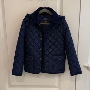 Polo by Ralph Lauren Girls Navy Hooded Quilted Barn Jacket